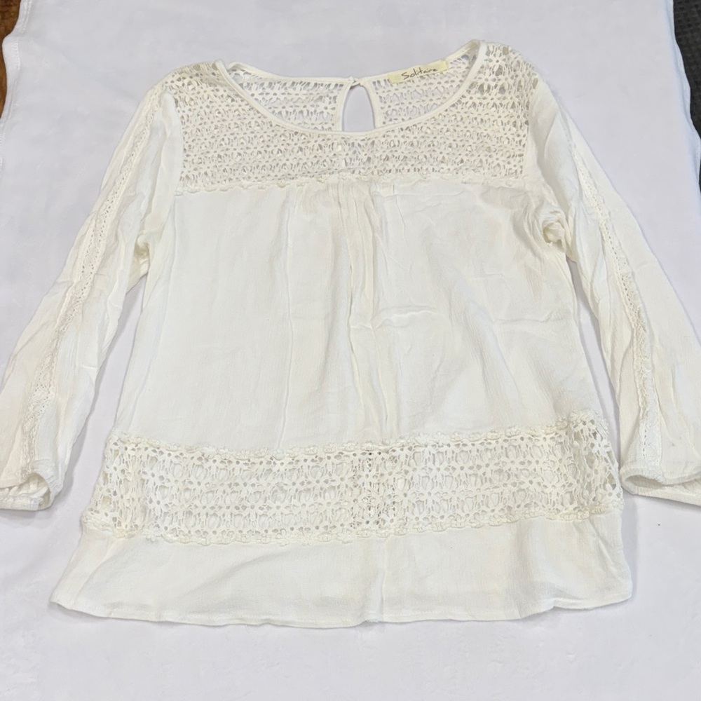 3/$16!!Solitaire Cream Lace Blouse